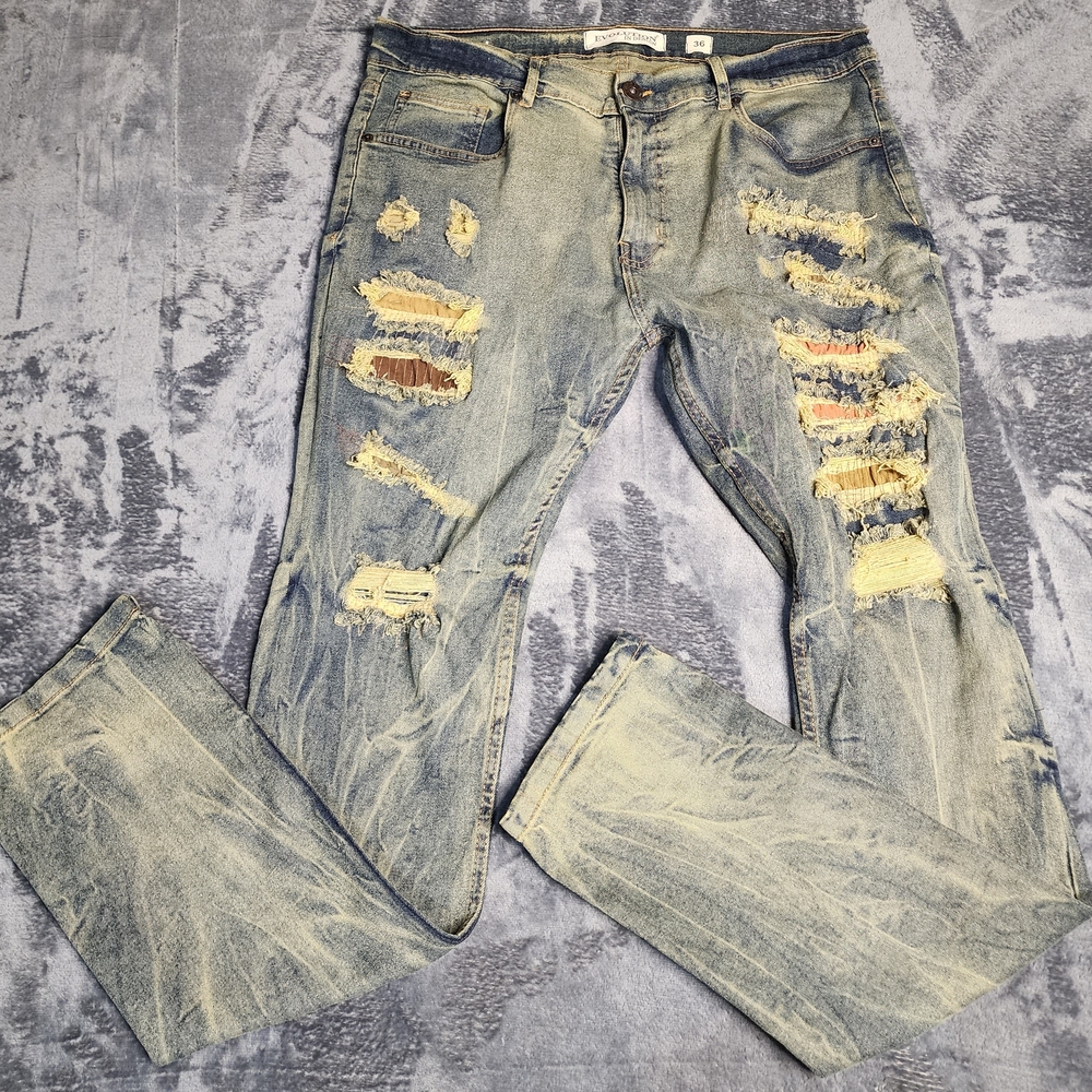 Distressed Blue Jeans for Men By Evolution In Design